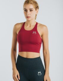AW STRINGY BACK SEAMLESS SPORTS BRA-RED 1